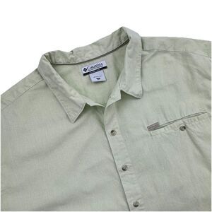 Columbia Men’s 4X Button Front Shirt Light Green 100% Cotton Outdoor Casual